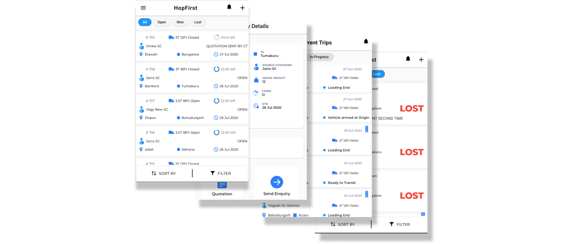 Hopfirst app screens