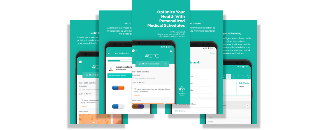Illuminate Health app screens