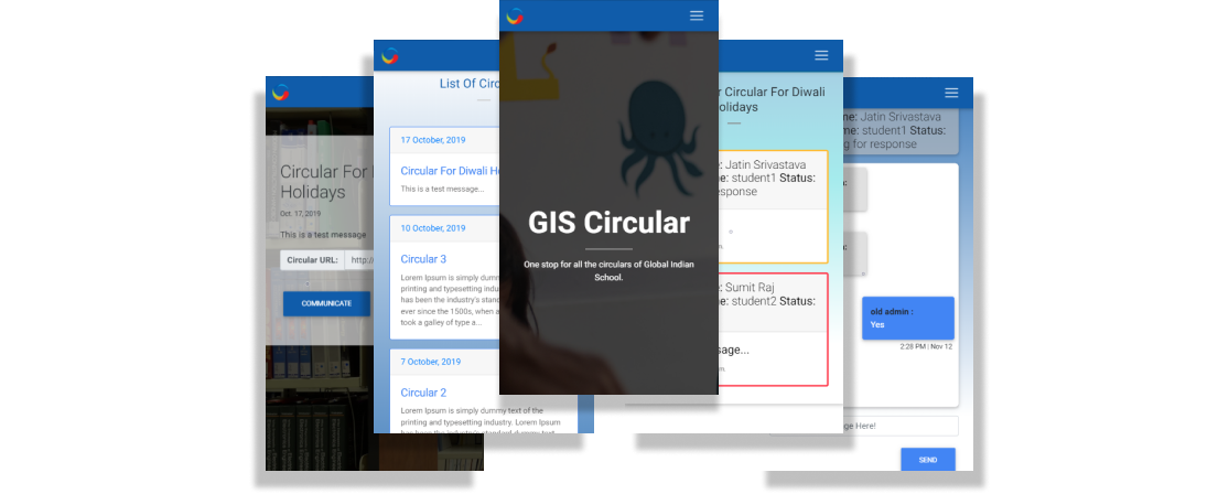 GIIS Circular web app screens